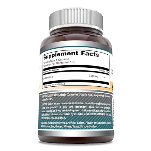 Amazing Formulas L-Citrulline Supplement | 750 Mg Per Serving | 180 Capsules | Non-GMO | Gluten-Free | Made in USA