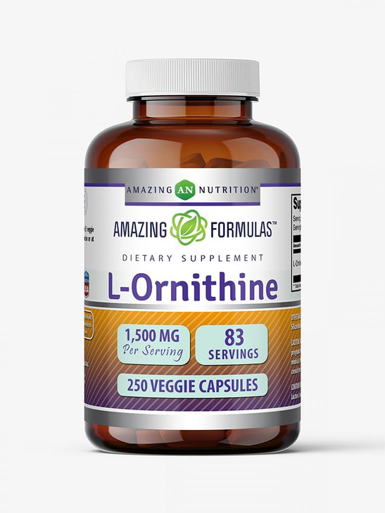 Amazing Formulas L-Ornithine 1500 Mg Supplement | Vegetarian Capsules Supplement | Non-GMO | Gluten-Free | Made in USA (1 Pack | 250 Count)
