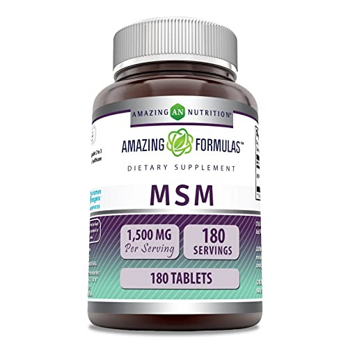 Amazing Formulas MSM (Methylsulfonylmethane) Supplement | 1500 Mg Per Serving Supplement | 180 Tablets | Non-GMO | Gluten Free | Made in USA