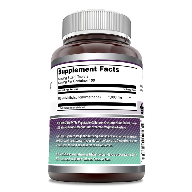 Amazing Formulas MSM (Methylsulfonylmethane) Supplement | 1000 Mg Per Serving | 200 Tablets | Non-GMO | Gluten Free | Made in USA
