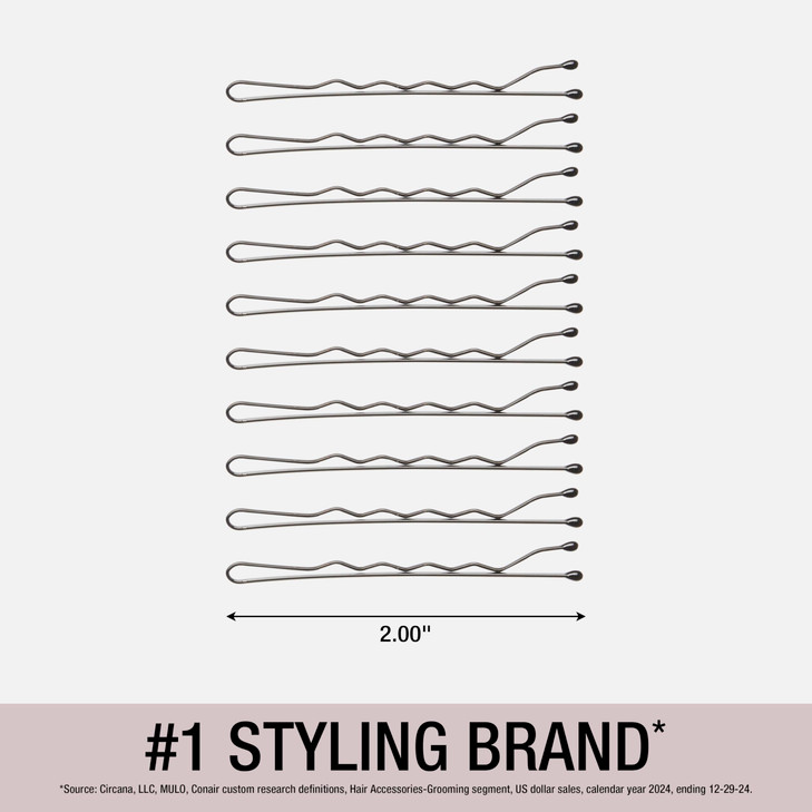 Conair Pin & Match Bobby Pins - hair accessories for women - Bobby Pins Black - Includes Storage Container - 75 Count