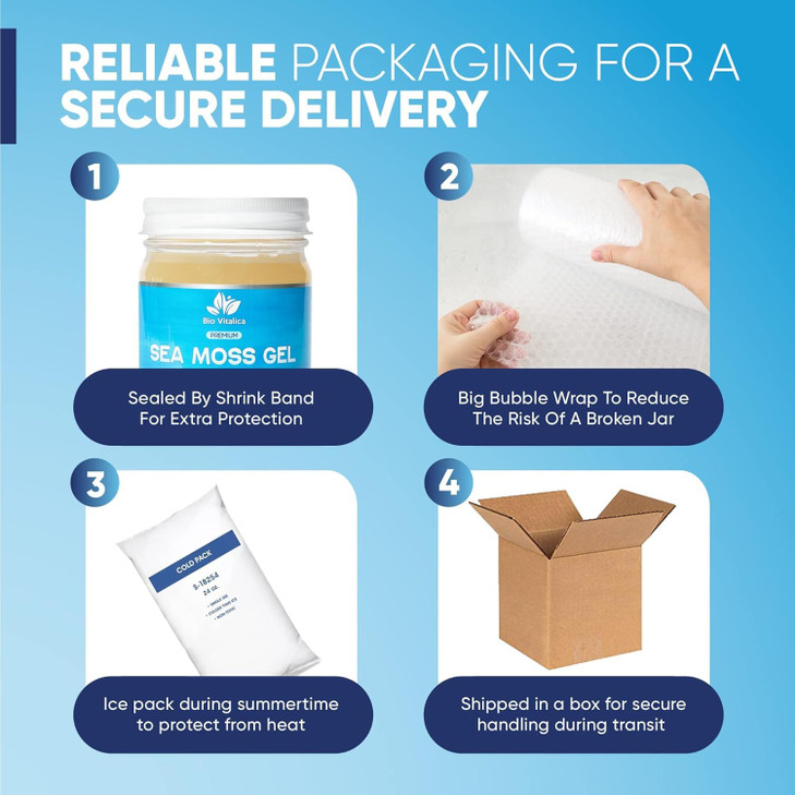 Sea Moss Gel by BioVitalica - Irish sea Moss raw Organic - Premium Quality - Dr Sebi, Vegan superfood for Cells - 100% Natural Seamoss Gel - (Pack of