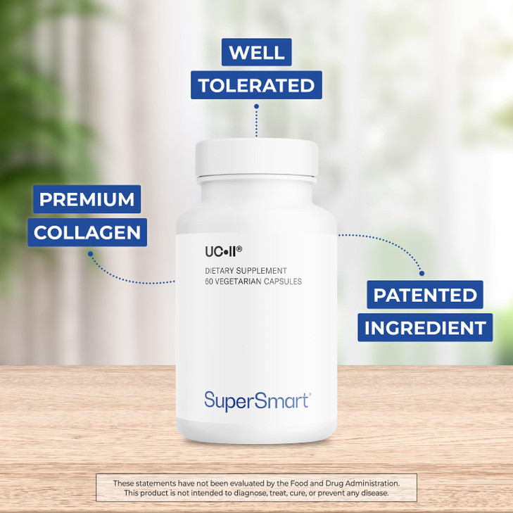 Supersmart UC II Supplement 40mg per Day (Premium Collagen) - Undenatured Type II Collagen Supplement | Non-GMO & Gluten Free - 60 Vegetarian Capsule