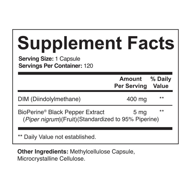 NutriFlair DIM Supplement 400mg with Bioperine, 120 Capsules - Diindolylmethane - Estrogen Metabolism Support & Hormone Balance, Menopause, PCOS, Acn