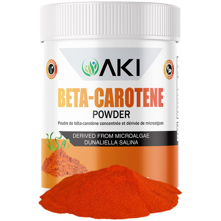 AKI Beta Carotene 10% Powder (1.5oz/42.52g) Highly Concentrated flavouring Fount of Vitamin A, May Helps to Support Body Functions, Skin, Immune Syst