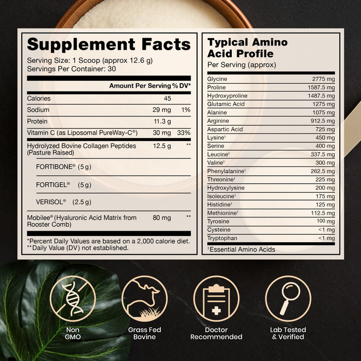 Pure Therapro Rx TriActive Collagen Plus, Collagen Powder for Hair, Skin, Nails, Bones & Joints, Hydrolyzed Collagen Powder w/Patented Peptides, Unfl