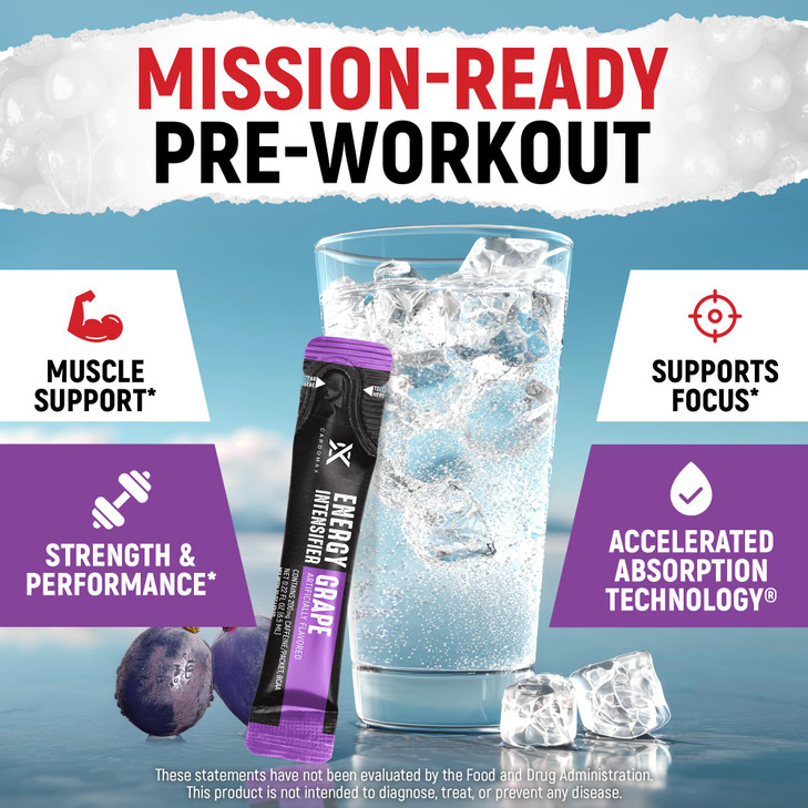 CardoMax - Energy Drink Packets - Liquid Preworkout for Men & Women Caffeine Packets with BCAA, Vitamin B12, Vitamin B6 & B3 - Sugar-Free, Zero Calor