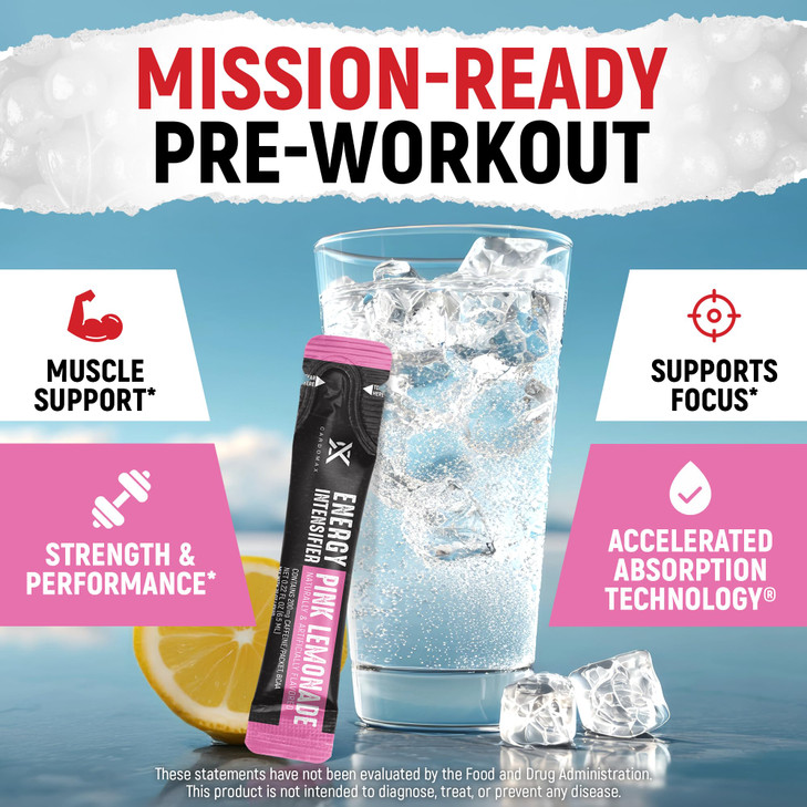 CardoMax - Energy Drink Packets - Liquid Preworkout for Men & Women Caffeine Packets with BCAA, Vitamin B12, Vitamin B6 & B3 - Sugar-Free, Zero Calor