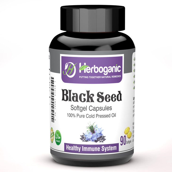 HERBOGANIC Cold Pressed Black/Seed Oil Softgels Capsules - 90 Count - Blended with Other Herbal Products-Supports Overall Health welness and Immunity