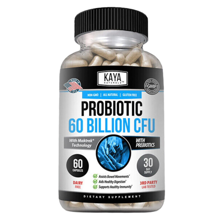 Kaya Naturals Probiotic 60 Billion CFU - Probiotics for Women, Probiotics for Men and Adults, Natural - Gut Health & Immune Support Supplement - Prov