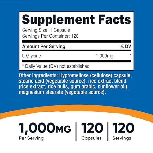 Nutricost L-Glycine 1000mg, 120 Capsules, Vegetarian, Non-GMO and Gluten Free