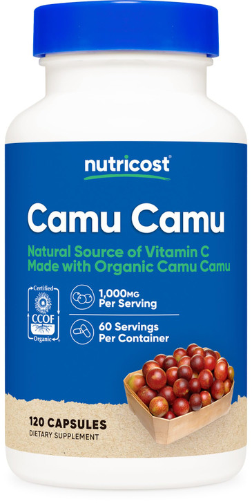 Nutricost Camu Camu 1000mg, 120 Capsule - CCOF Certified Made with Organic, Non-GMO and Gluten Free
