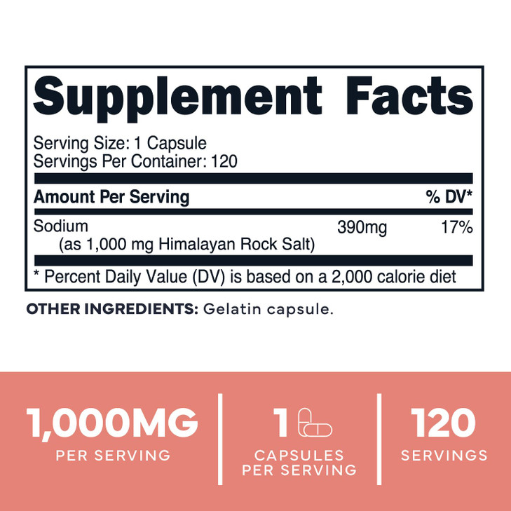 Type Zero Himalayan Rock Salt Capsules (120 Capsules) (1000mg per Serving)