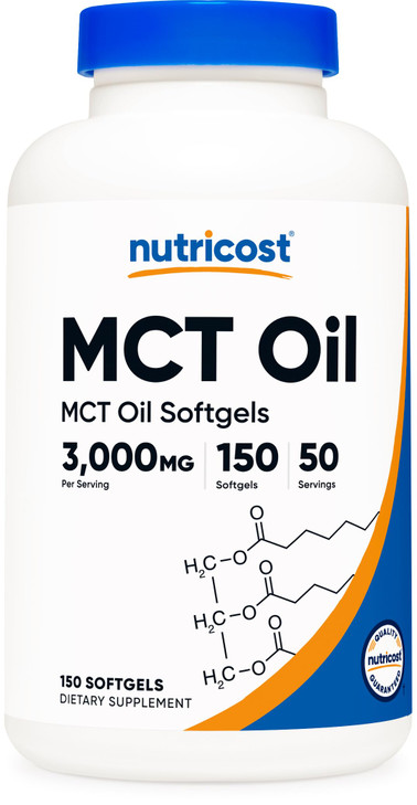 Nutricost MCT Oil Softgels 1000mg, 150 SFG (3,000mg Serv) - Great for Keto, Ketosis, and Ketogenic Diets