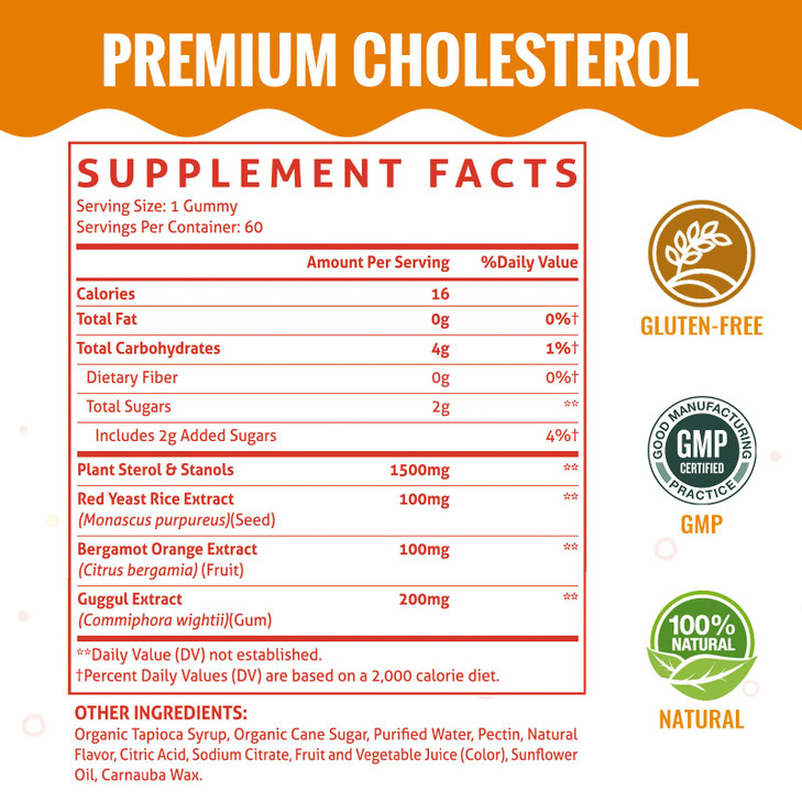 ChiQwench Cholesterol Supplements with 1500 Mg Plant Sterols & Stanols, Cholesterol Support Gummies, Cholesterol Complex Gummies, Maintains Normal Le
