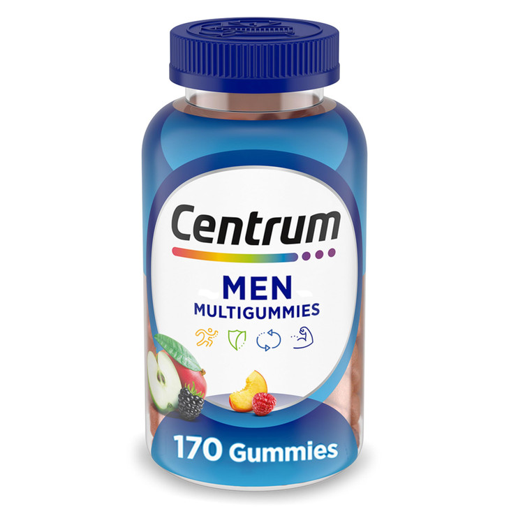 Centrum MultiGummies Gummy Multivitamin for Men, Multivitamin/Multimineral Supplement with Selenium, Antioxidants and Vitamin D3, Assorted Fruit Flav