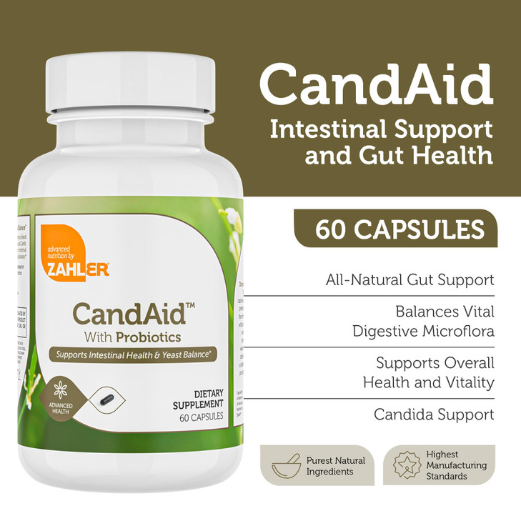 Zahler - CandAid Cleanse Digestive Health Supplement with Probiotics for Women & Men - Daily Adults, Men & Women Probiotic for Gut Health & Overgrowt
