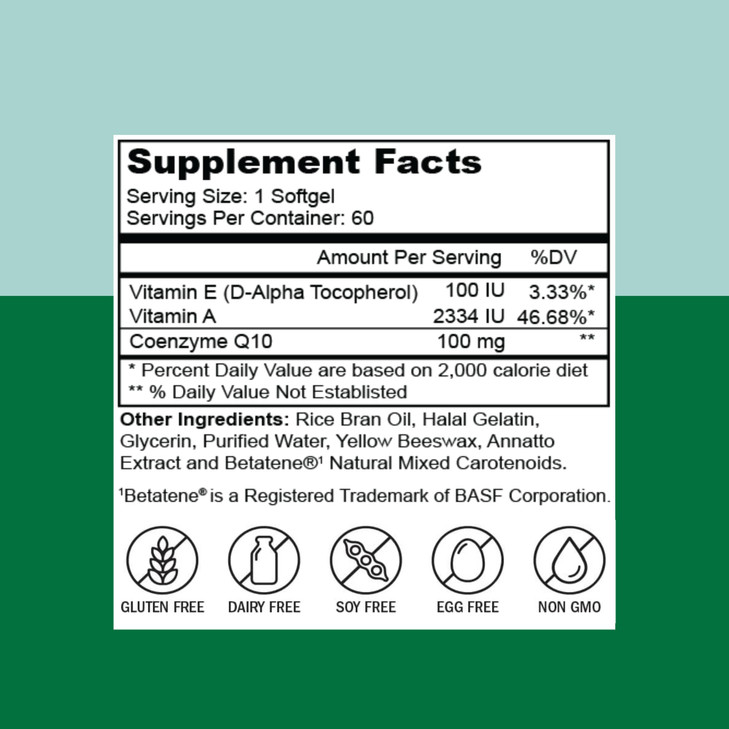 Zaytun Halal CoQ10 Highly Absorbable, One Per Day, Supports Heart Health Support and Energy Production, 60 Mini Softgels, Made in USA - Halal Vitamin