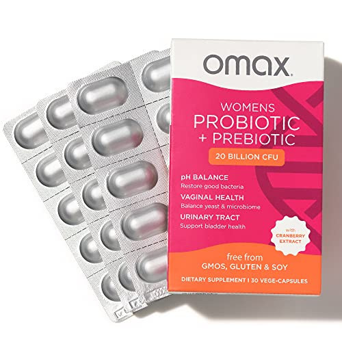 Omax Health Prebiotics and Probiotics Complex for Women, pH Balance, Vag Health, Urinary Tract, Yeast & BV Prevention, Lactobacillus & Bifidobacteriu