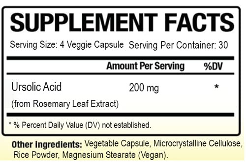 Biotech Nutritions Ursolic Acid 200 mg Gelatin Free Non-GMO Made in USA, 120 Count