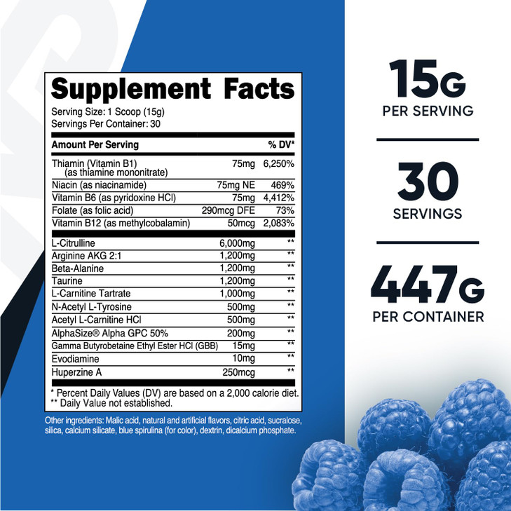 Nutricost Stimulant Free Pre-Workout, 30 Servings (Blue Raspberry) - Caffeine Free, Non-GMO, Gluten Free