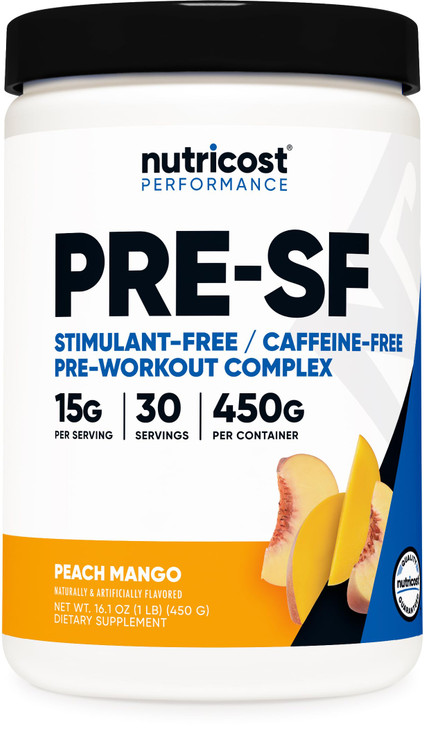 Nutricost Stim-Free Pre-Workout, 30 Servings (Peach Mango) - Caffeine Free, Stimulant Free, Non-GMO, Gluten Free