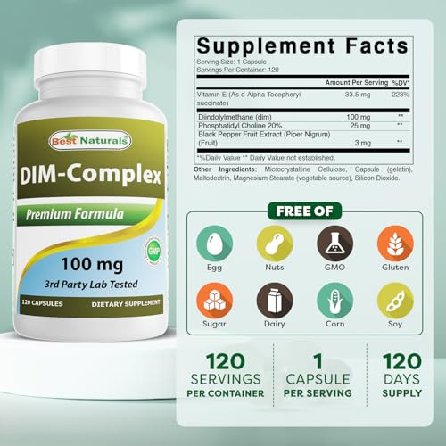 Best Naturals DIM Complex 100 mg 120 Capsules (120 Count (Pack of 2))