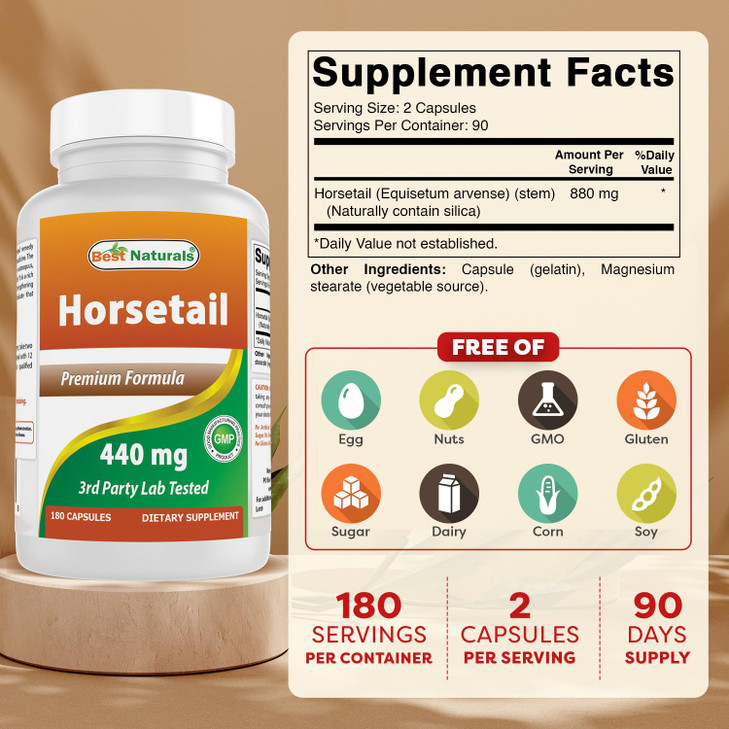 Best Naturals Horsetail 440 mg 180 Capsules