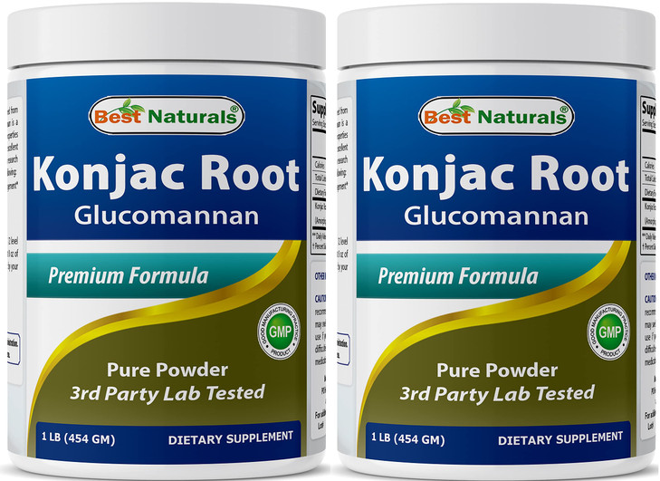 Best Naturals 2 Pack Konjac Glucomannan Root 1 Pound - 2000 mg per Serving - (Total 2 Pound)