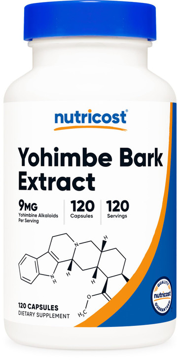 Nutricost Yohimbe Bark Extract 450mg (9mg Yohimbine Alkaloids), 120 Capsules - Extra Strength, Gluten Free, Non-GMO