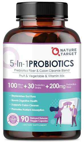 NATURE TARGET Probiotics for Women-Men Digestive Health, Mens-Womens Probiotic with Prebiotics, 100 Billion for Gut and Immune Health, No Refrigerati