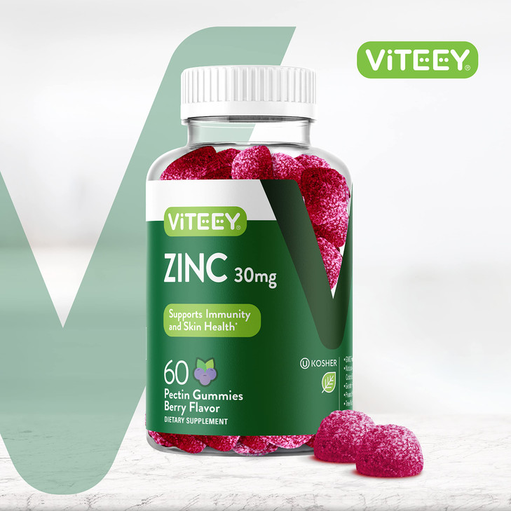 Viteey Zinc Gummies for Women and Men - Immune Support Supplement - 30mg - Vegan, Gelatin Free, Non GMO - 60 Count