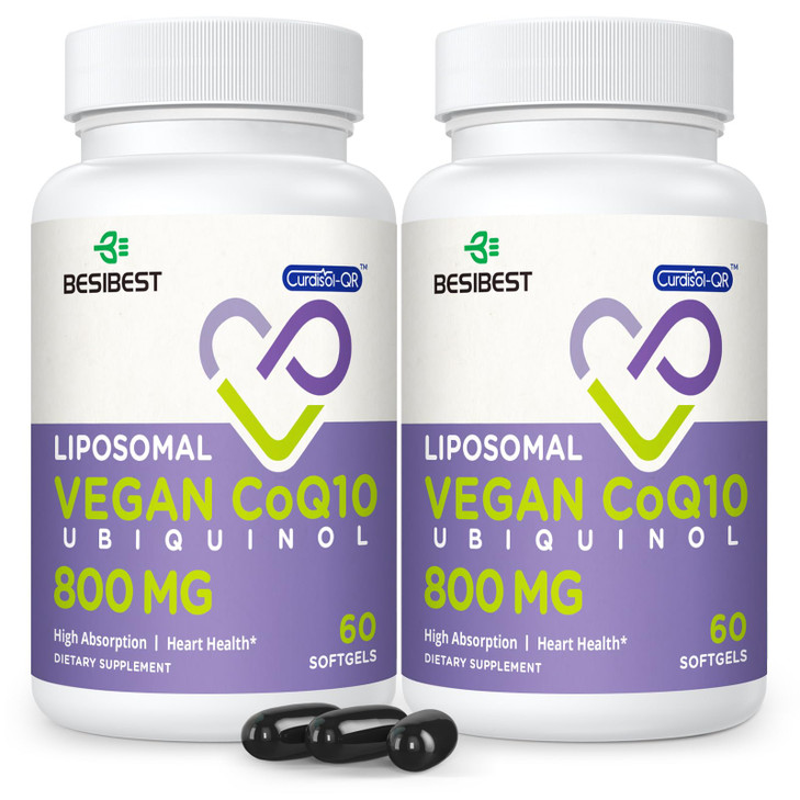 Liposomal Ubiquinol CoQ10 800 MG Softgel, High Absorption CoQ10 Ubiquinol Supplement, Active Coenzyme Q10 800mg, Powerful Antioxidant for Heart & Bra