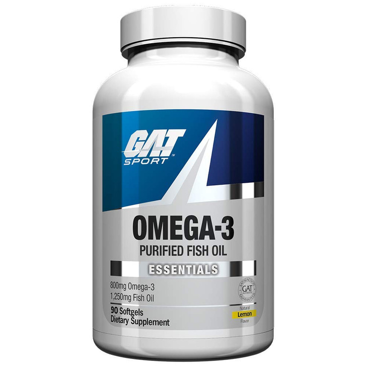 GAT SPORT Omega-3 Fish Oil, High Potency EPA, DHA, Brain, GLP1 Support, 90 Softgels