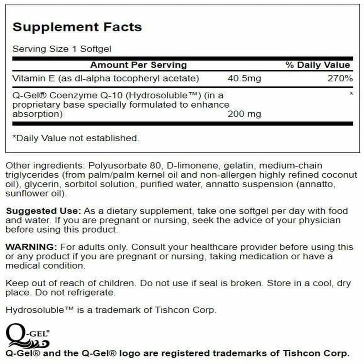 Swanson Q-Gel Mega 200 200 Milligrams 30 Sgels
