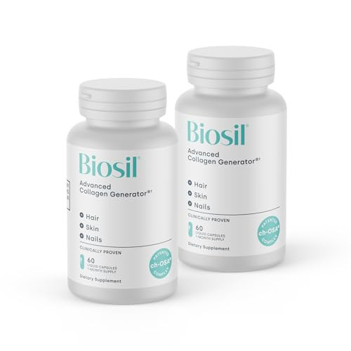 Biosil Collagen Booster Supplement - 60 Liquid Capsules, Pack of 2 - Patented ch-OSA Activator for Skin, Hair, Nails & Joints - Supports Natural Prod