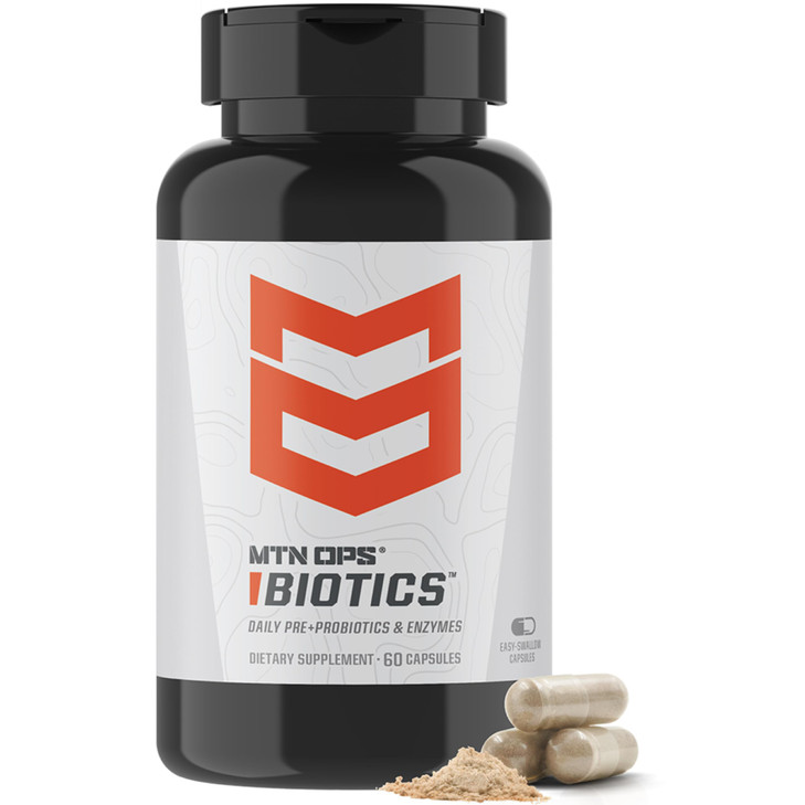 MTN OPS Biotics Daily Probiotic, Maca Root, Boswellia, Reishi Mushroom Capsules, Prebiotic with American Ginseng, 60 Capsules, 30 Servings
