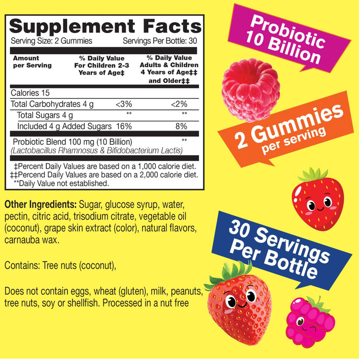 WellYeah Probiotics for Kids Gummies -10 Billion CFU - for Gut Health, Immune Health and Digestive Support - Berry Flavor Chewable Supplement - Vegan