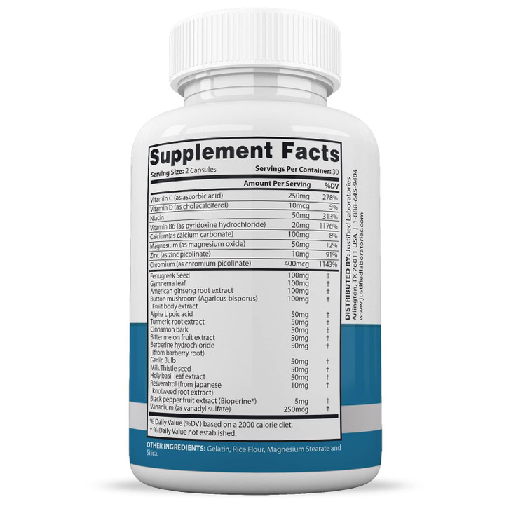 Justified Laboratories (3 Pack Glucotrust Max 1295MG Formula Supplement Pills 180 Capsules