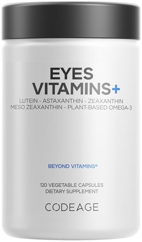 Codeage Eyes Vitamins - AREDS 2 Based Formula Supplement - 2-Month Supply - Vitamins A, C, E, Zinc, Lutein, Astaxanthin, Zeaxanthin, Eyebright, Marig