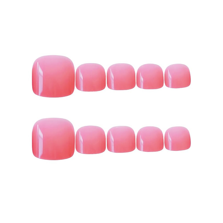 24pcs Press on Toenails for Women French False Toenail Tips with Glue Design, Artificial Pink Gel Fake Toenails Pedicure Kit, Acrylic False Toenails