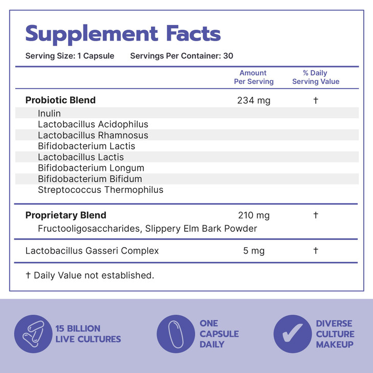 Bari Life Probiotic Supplement, Post-Op Bariatric Probiotics for Digestive Health, 30 Easy to Swallow Capsules, 15 Billion CFU