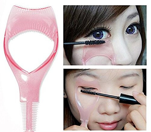 2PCS Pink Plastic Makeup Upper Lower Eye Lash Mascara Applicator Guard With Lah Comb Eyelashes Curlers Applicators