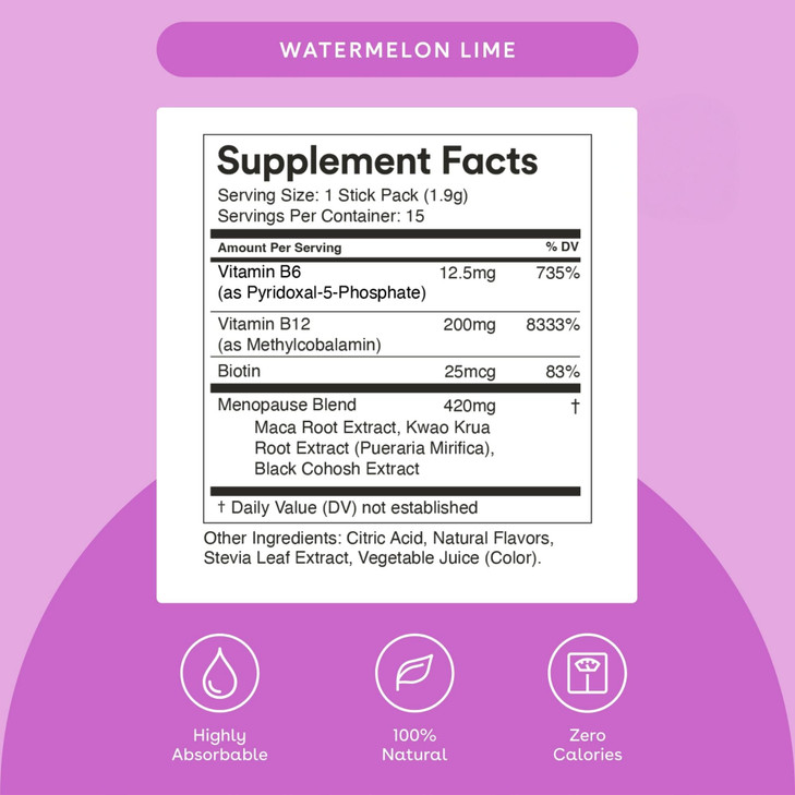 Mixhers Menopause - Menopause Support Drink Mix - Women's Menopause Supplements - Hormone Balance Multivitamin - With Maca Root & Black Cohosh - Suga