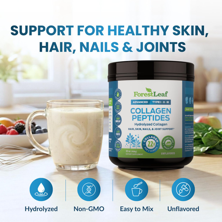 Collagen Peptides Powder Unflavored - Hydrolyzed Collagen Protein Powder Type 1, 2 & 3 - Grass Fed Keto Collagen Powder for Women & Men - Vital Hair,