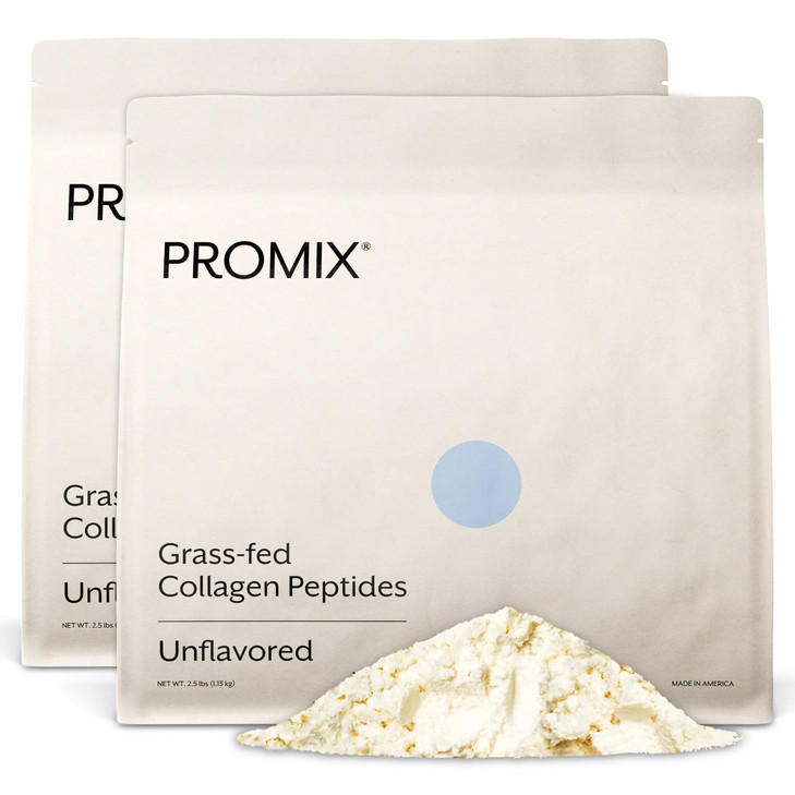 Promix Hydrolyzed Collagen Peptides - Type 1 Grass Fed Collagen, 4.7g glycine, Type 3 bioactive peptides - Unflavored - 2.5 Pound (Pack of 2)