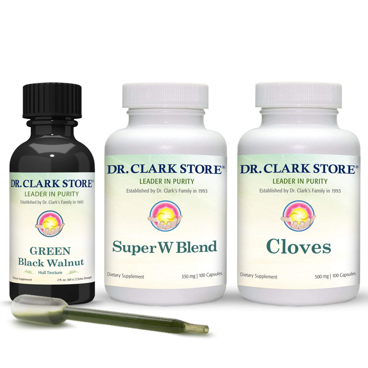 Dr Clark Store Intestine Support & Cleanse Kit - with Original Green Tincture from Black Walnut Hulls, Wormwood, and Cloves-Helps Maintain Optimum In