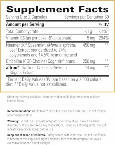 Integrative Therapeutics Neurologix - Brain Health Supplement* - Non-Stimulant Nootropic Supplement for Focus* - Memory Support* - Vegan, Gluten-Free