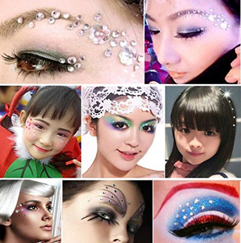 UPSTORE 91PCS 5MM/8MM/10MM/12MM Shining Self Adhesive Craft Jewels Flatback Rhinestone Crystal Gems Stickers Eyebrow Eyeshadow Body Eyes Nails Glitte