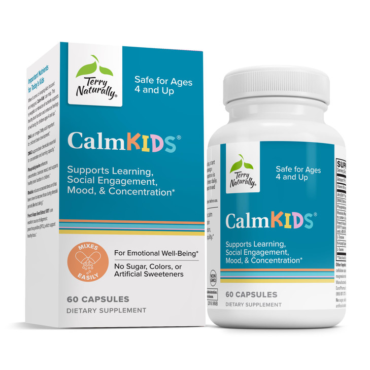 Terry Naturally Calm Kids - Calm Child Supplement - Brain Health for Focus, Memory & Concentration - Attention Supplement for Kids - Support Learning